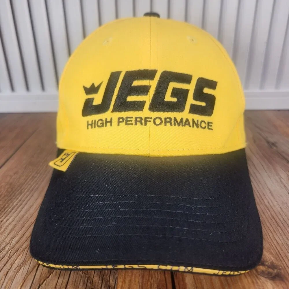 JEGS High Performance Strapback Hat Cap Yellow Black Auto Parts Cars Mechanic